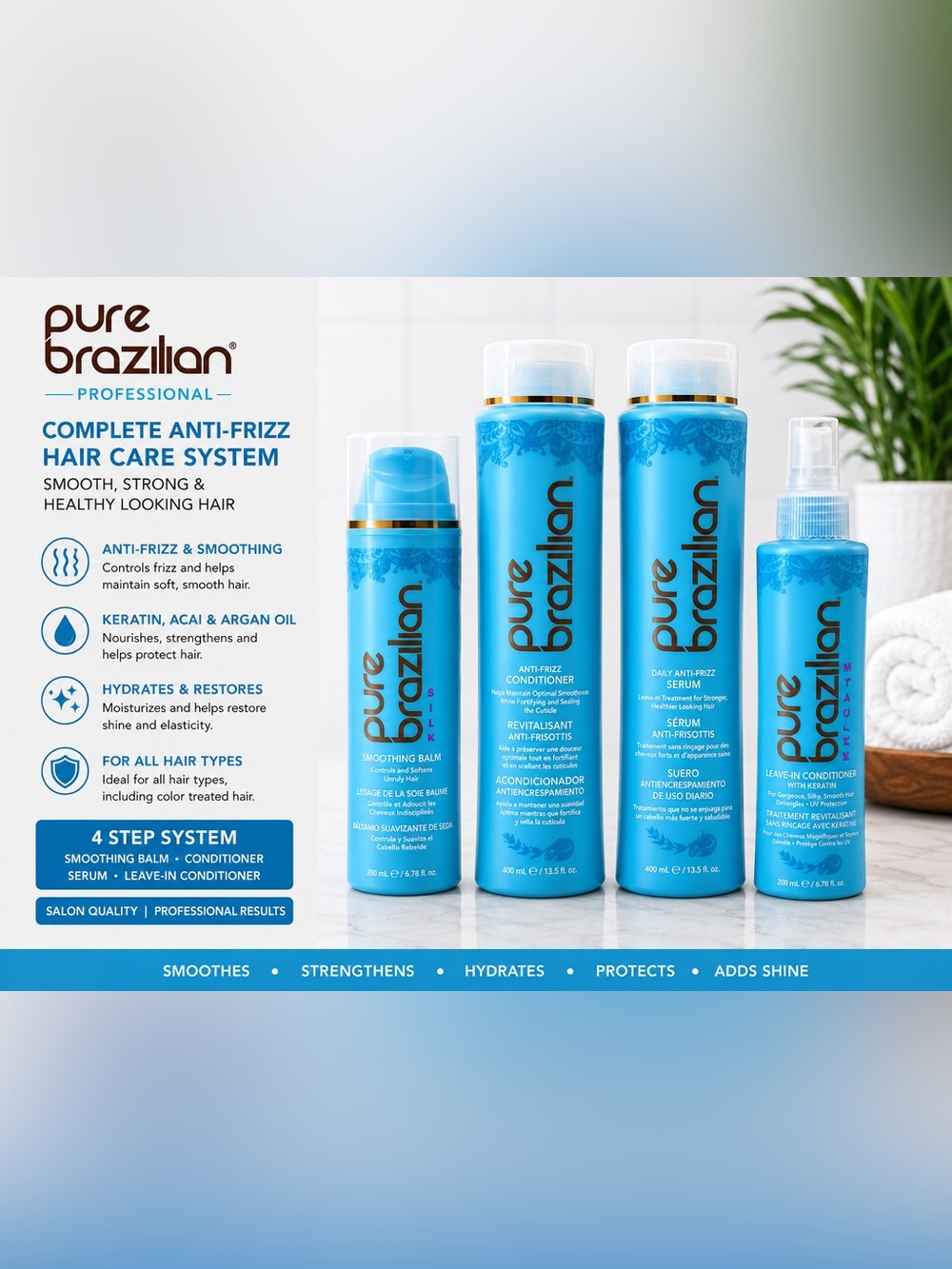 Blue Anti-Frizz Hair Smoothing Balm & Conditioner  serum